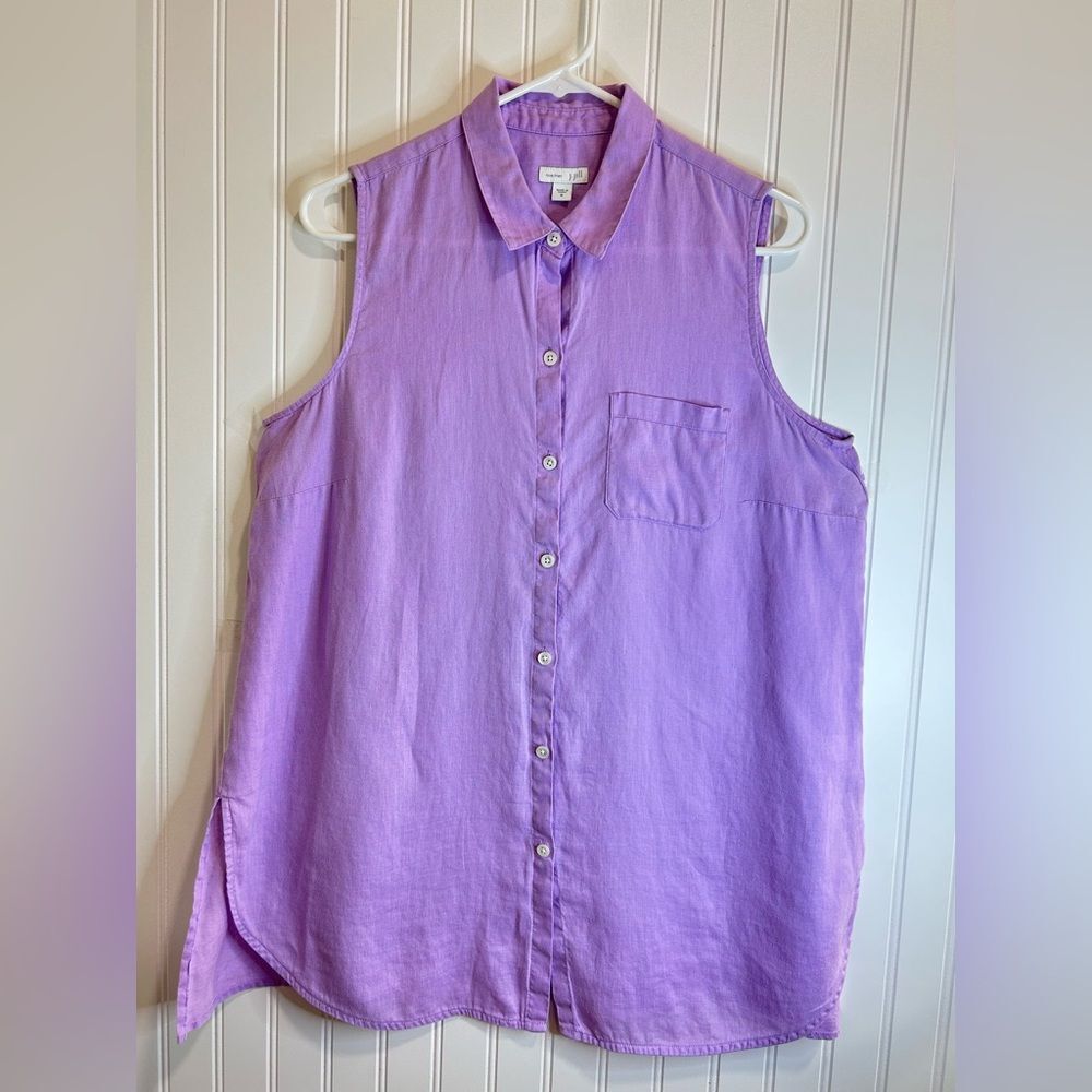 J. Jill Purple women Sleeveless Button-Down Shirt. 100% Silk